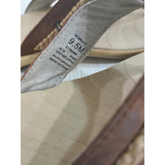 Sperry Top Sider Leather Flip Flop Sandals, Brown, Size 9.5 - Picture 8 of 8